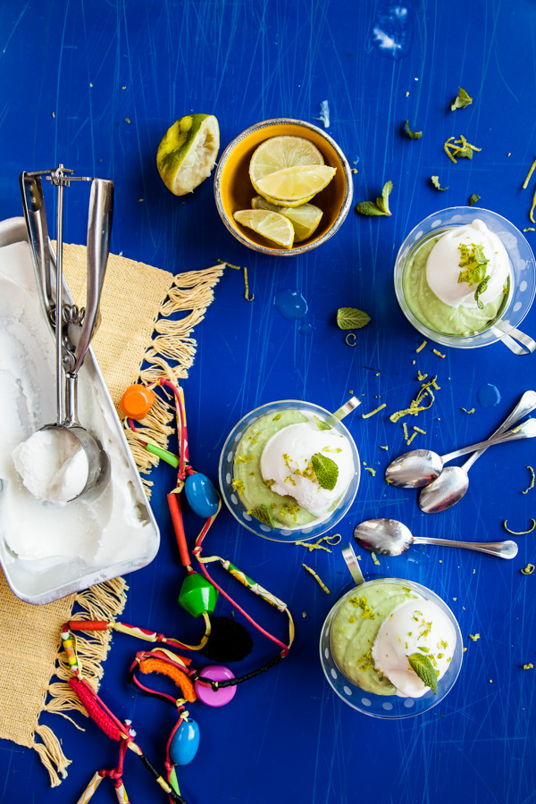 photographie culinaire "made in brasil" délice sucré à l'avocat et glace au yaourt