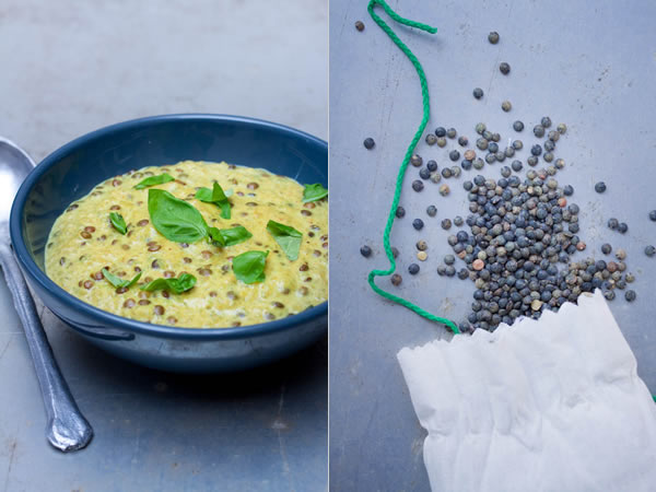 photographie culinaire curry de lentilles vertes