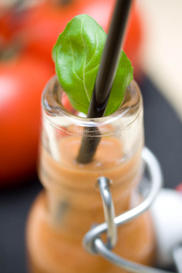 Photographie culinaire poivrons confits et gaspacho tomate-fraise