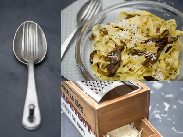 Photographie culinaire tagliatelles aux champignons