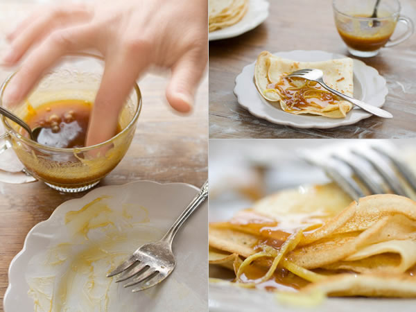 Photographie culinaire crêpes et caramel au citron