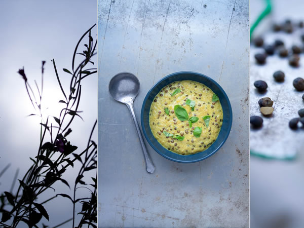 photographie culinaire curry de lentilles vertes