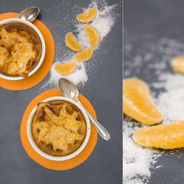 Photographie culinaire gratin de clémentines à la poudre d'amandes