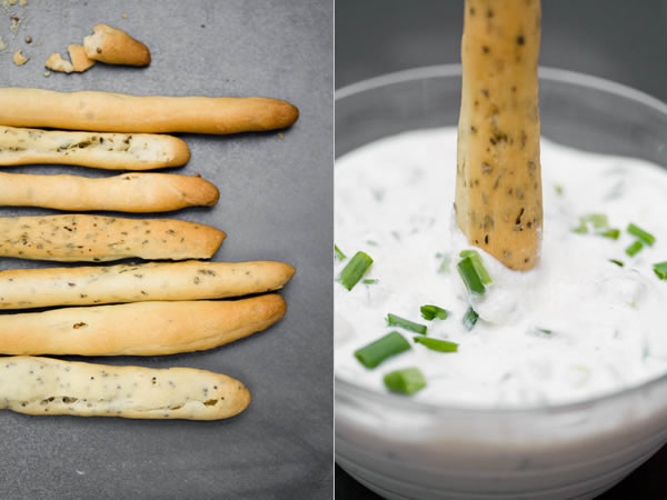 Photographie culinaire gressini et sauce à la ricotta