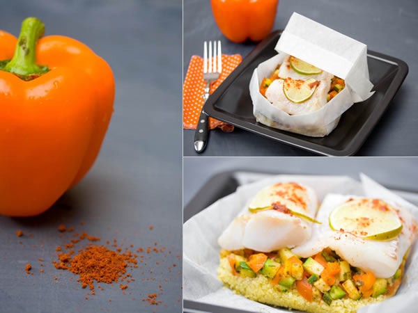 Photographie culinaire papillote de cabillaud