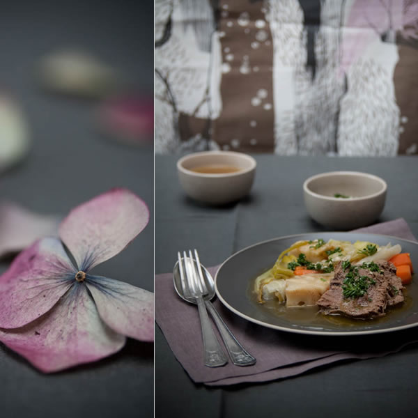 Photographie culinaire pot au feu de langue de boeuf