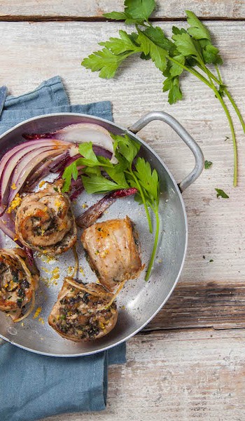 roulés de tendron de veau aux champignons